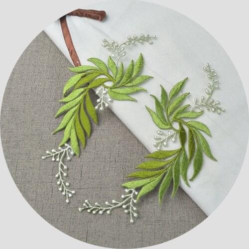 1 Pair Leaf Applique Embroidered Sew on Fashion Patches For Clothes Bag Skirt Diy Craft Repair Home Decoration Eco-Friendly