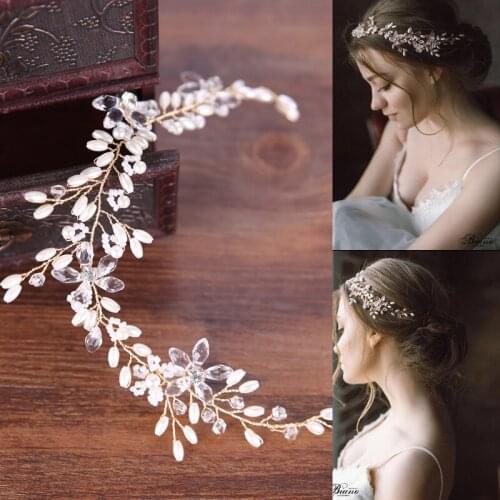 New Gold Flower Headbands Women Crystal Rhinestone Bridal Headpieces Wedding Hair Accessories For Brides Tiaras Crowns Headbands