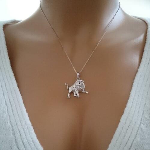 Wild Lion Necklace 925 Sterling Silver