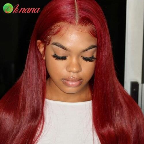 13x4 Lace Frontal Wigs Straight Human Hair Wig For Women HD Lace Front Wig Bleached Knots With Baby Hair Strawberry Red Color