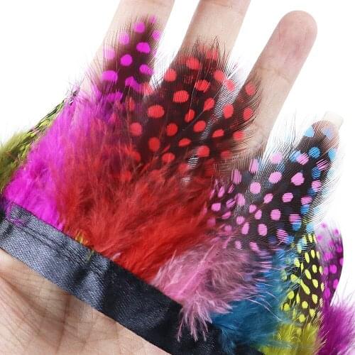 1Meter Guinea Fowl Pheasant Feathers Trim Fringe 5-8 CM Rooster Plumes Ribbon for Sewing Wedding Party Dress Clothing Decor