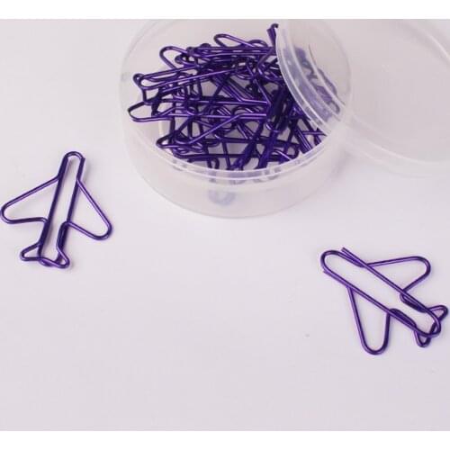 Purple Aircraft Shaped paper clips Cute Clips Metal plane paper Clip School Office Accessories Cute Paperclips Cute Stationery