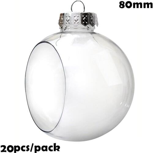 Promotion - 20 Pieces x DIY Paintable/Shatterproof Christmas Bauble Decoration Ornament 80mm Plastic Window Opening Bauble/Ball