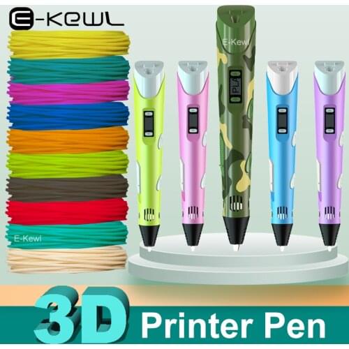 E-kewl 3D Printer Pen PLA Filament Printing Pen 3 D Pen Graffiti 3D DIY Drawing Pencil For Kids Children Toys Birthday Gift