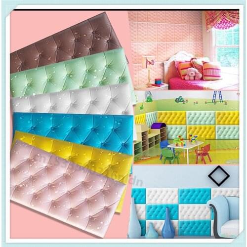 Anti-collision Self-adhesive tatami wall headboard soft 3D wall sticker background Decor Childrens bedroom crash back cushion