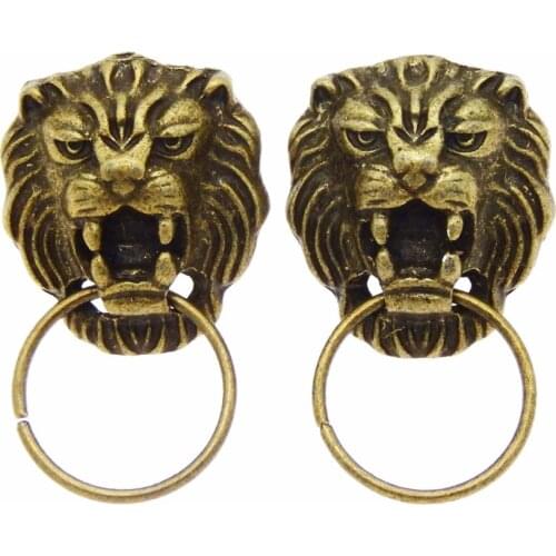 GraceAngie 16pcs Antique Style Alloy Lion Head Shape Stud Earrings Connector Finding 33*19*17mm 34813