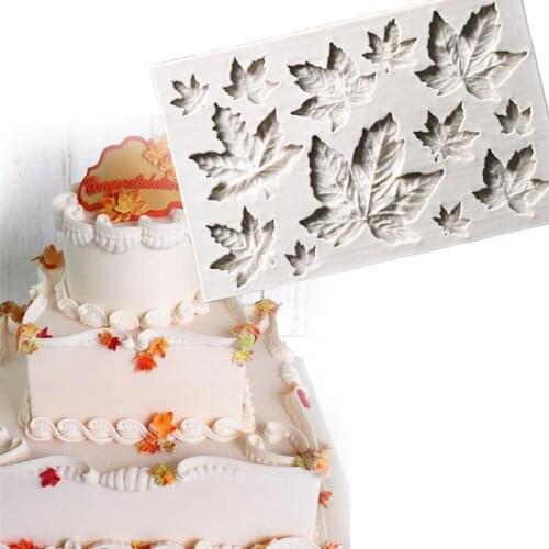 Silicone Maple Leaf Mold For Cake Decoration Decorating tools Fondant 3D Silicon Gum Paste Moldes De Silicon Random Color