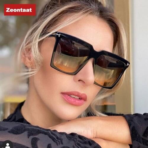 Square Sunglasses Women 2021 Vintage Brand Oversize TF Womens Sun Glasses Black Gradient Female Glasses Mens Oculos UV400