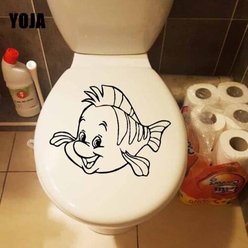 YOJA 23.4X20.5CM Funny Cartoon Fish Design Art Wall Sticker Toilet Decal Kids Room Decoration T5-0467