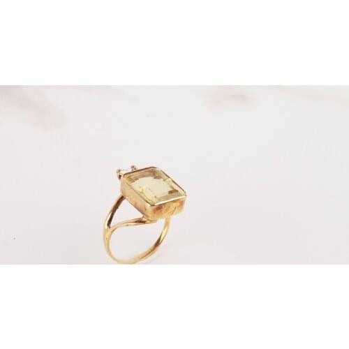 UM US JEWELRY Citrine Cubic Zirconia Gold Plated 925 Sterling Silver Women 'S Ring