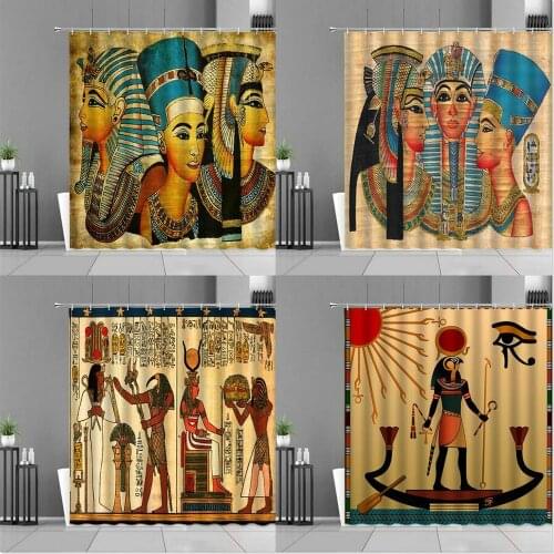 Ancient Egyptian Shower Curtain Egypt Pharaoh Cleopatra God Retro Ethnic Style Home Decor Bathroom Curtains Waterproof Screen