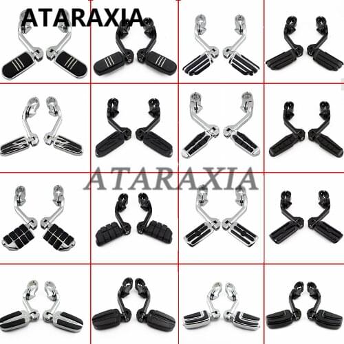 Motorcycle Highway Bar Clamp Mount Angled Engine Guards Footpeg Pedal Footrest For Harley Touring Dyna Sofatil Sportster XL883