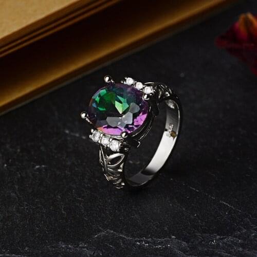 WYJZY Inlaid colored stone exquisite ring ladies exquisite anniversary ring to attend party fashion jewelry