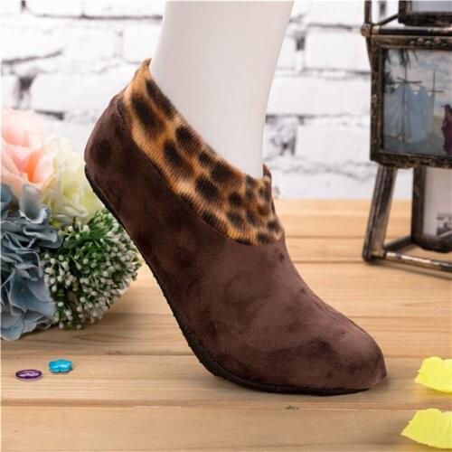 Winter Women Yoga Floor Socks Leopard Parchwork Female Fitness Warm Thermal Non Slip Socks Indoor Yoga Sock