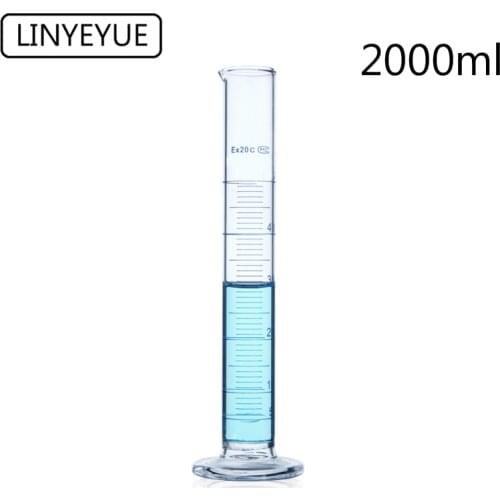 1pc 2000mL Graduated Glass Measuring Cylinder Graduated Cylinder Laboratory Glassware Chemistry Equipment