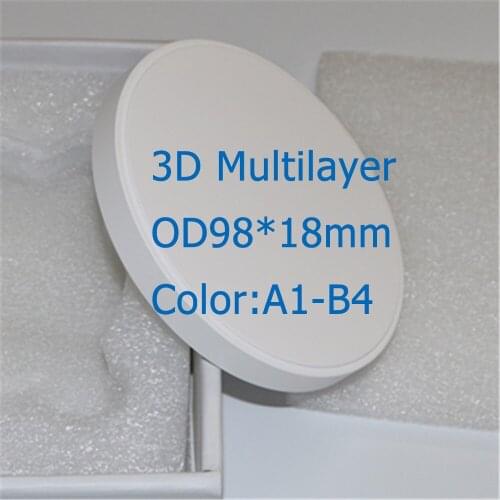 1 Piece OD98*18mm A1-B4 9 Color Dental Zirconia Block 3D Multilayer Gradient Zirconia Materials for All-Ceramic Dental Material