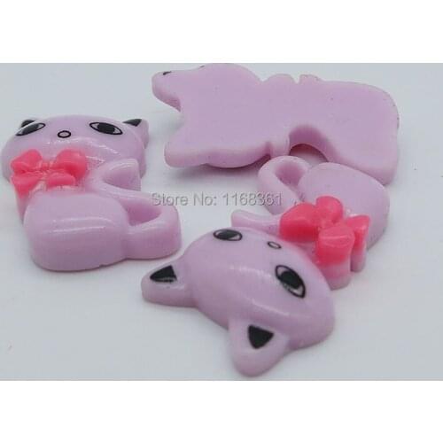 1pcs/lot resin flat back purple cat with bowknot 30mm Scrapbook Embellishment DIY Phone Decoration C001-3
