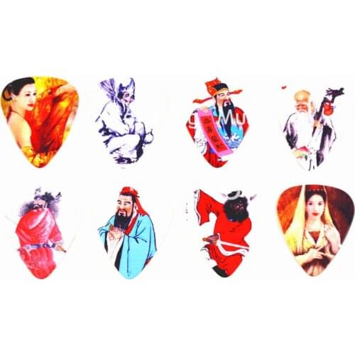 Lots of 100pcs Folk Characters Guitar Picks Chinese Culture Printed Both Sides Plectrums Free Shipping