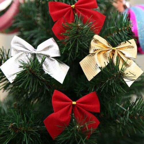 12pcs/lot Red silver gold bow Christmas Tree Decorations Christmas gift Xmas Ornament