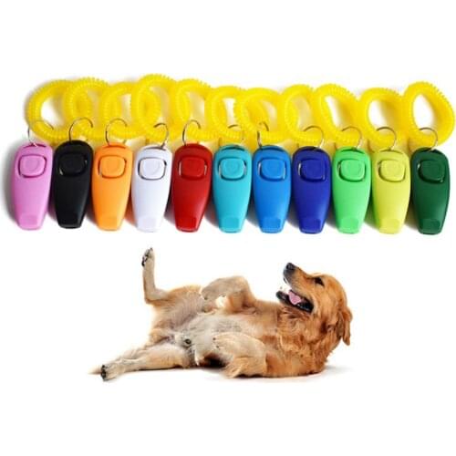 2 In 1 Dog Training Clicker Portable Pet Tranining Clicker With Wrist Strap Dog Cat Training Trainer