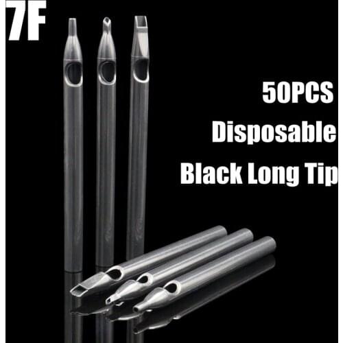 50PCS Black Tattoo Long Tips 7FT Disposable Plastic Long Tattoo Tips Nozzle Tube For Tattoo Supplies Free Shipping