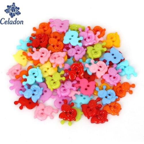 Cute Animal Snails 2 Holes 50 pcs Heart Shape Colorful Button 13 x 15 mm Plastic Buttons For Sewing Garment Supplies Accessory
