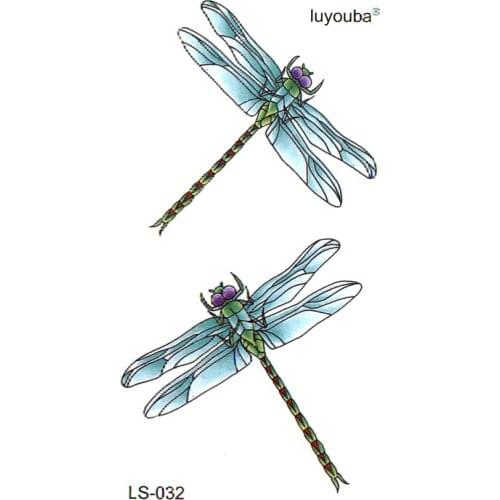 50pcs Blue dragonfly waterproof temporary tattoos men harajuku tatoo fake tatto faux tatouage espada henna tattoo