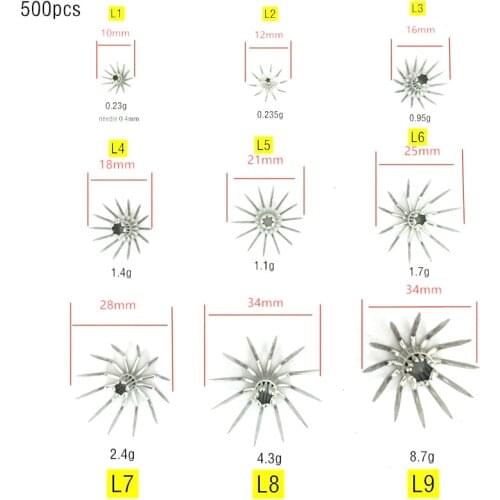 500pcs Stainless steel Small to Large squid hooks Umbrella fishhooks fishing Spain Chile bait accessories Full size Sea needels