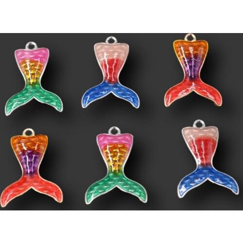 6pcs Three Color Enamel Mermaid Princess Tail Pendants DIY Charms Retro Bracelet Earrings Jewelry Crafts Metal Accessories A1715