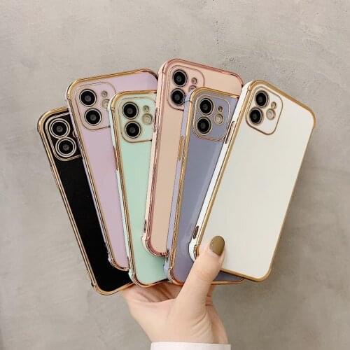 6D Electroplated Case For iPhone 11 12 Mini Pro MAX X XS XR SE2 7 8 Plus Shockproof Fashion Colors Back Cover Shell Protect