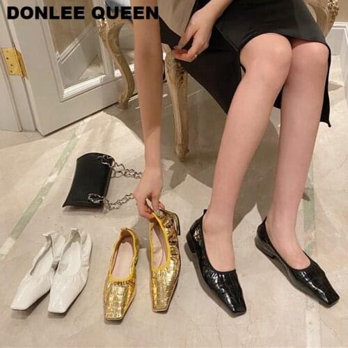 Fashion Square Toe Flat Shoes Women Slip On Shallow Ballet Flats Comfortable Ballarina Elastic Elastic Shoes Brand zapatos mujer