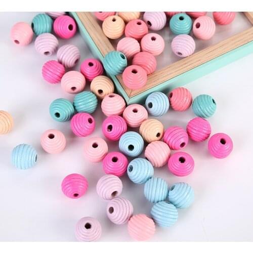 Baoniu Colorful Thread Beads 20*20MM50pcs/pack Maple Environmental Water-based Paint Childrens Beaded Accessory Necklace