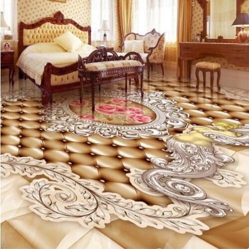 BEIBEHANG Large custom flooring high-definition European lattice angel rose bathroom 3d tiles decorative painting living room
