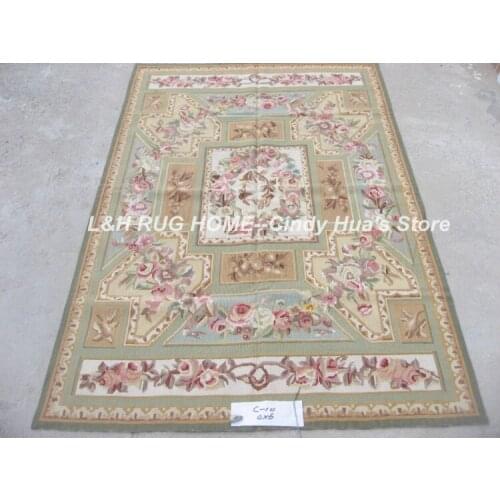 Free shipping 4'X6' needlepoint rugs,100% New Zealand wool rugs aubusson designs with vivid colors