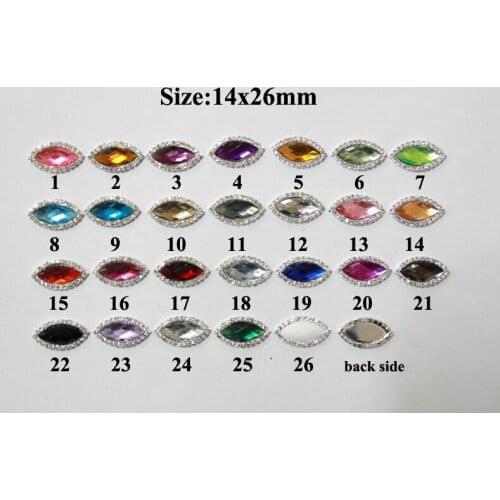 Free Shipping Wholesale 14X26mm 100pcs/lot Flatback Rhinestone Navette Button For Hair Flower Wedding Invitation LSP14