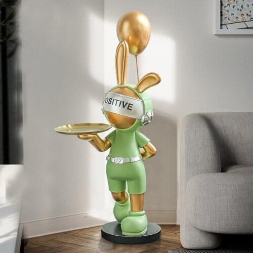 104CM Cartoon Rabbit Animal Figurines Nordic Home Decoration Floor Statue Large Landing Living Room Decor Sculpture Figurine