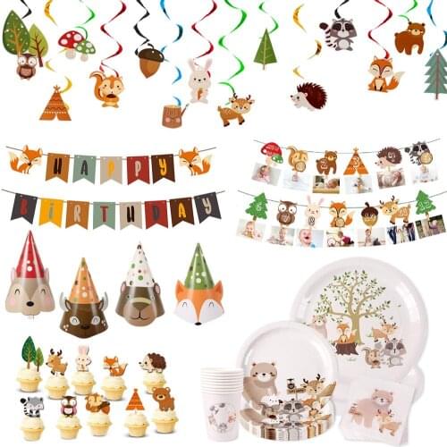 Huiran Forest Animals Paper Plate Hat Woodland Party Birthday Party Decorations Kids Baby Shower Safari Jungle Party Supplies