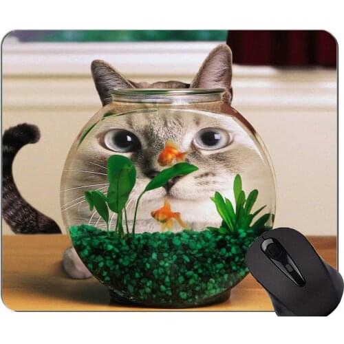 Gaming Mouse Pad Custom,Distortion animal funny cat Non-Slip Rubber Base Mousepad