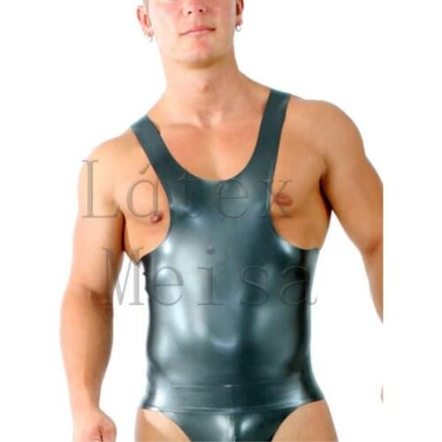 Custom tailored silver mens tight latex vest what is made of 100% real natural latex materials