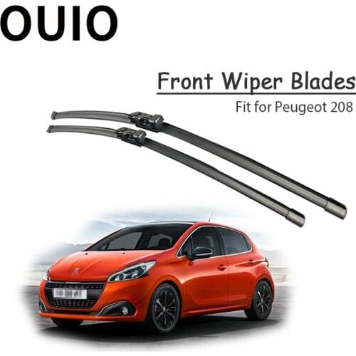 OUIO 1Set Rubber Car Front Wiper Blade Kit For Peugeot 208 2012 2013 2014 2015 2016 Rain Brushes Original replace Accessories