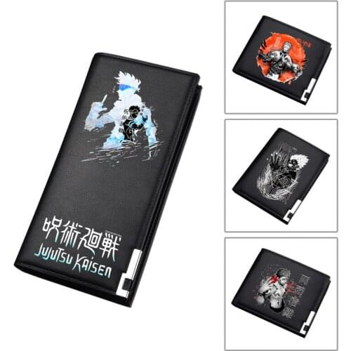 Jujutsu Kaisen Pu Leather Short Wallets Cartoon ID Card Holder Anime Long Coin Purses Harajuku Men Money Bag Boys Clutch