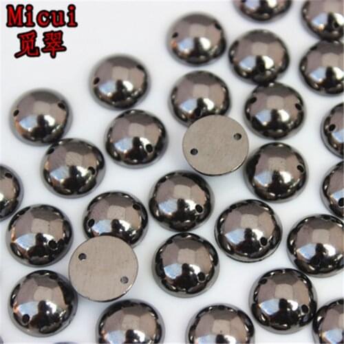 Micui 100PCS 10mm Round Rhinestones Sew On Acrylic Crystals Stone Sewing Flatback Appliques for Crafts Clothes MC734