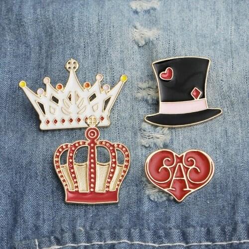 Cute Cartoon Crown Heart Enamel Brooch Magic Hat For Women Girls Bag Badge Lapel Pins Jewelry Accessories Party Gifts