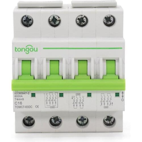 4P DC 1000V Mini Circuit Breaker 6KA 6A 10A 16A 25A 32A 40A 50A 63A DC MCB for PV System