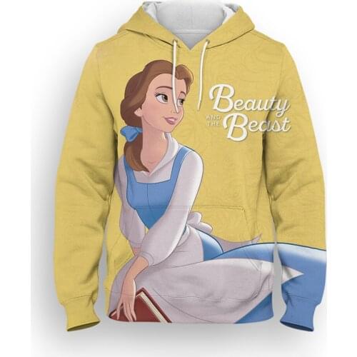 Disney Beauty and the Beast Child Hoodies New Fashion 3D print Autumn Mens Hooded sweatshirts Harajuku Women Oversized Hoodie
