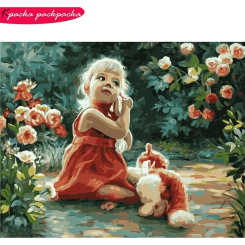 Frame Child Paintings By Numbers Full Kits No Frame Acrylic Painting 50x40cm 24 Colors DIY Handicraft Diff:4 Stars VA-0575