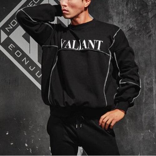 Autumn Winter Fashion New Loose Round Neck Sweatshirt Personalized Printing Basketball Training Suit Mens Fitness Long-Sleeved