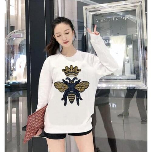 New arrival New womens hoodies Plus Size S-3XL Rhinestones Color long Sleeve Rhinestones girls Tops