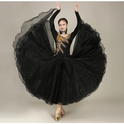 New modern dance competition dress costume national standard women ballroom dance dress big swing waltz tango dancing dress