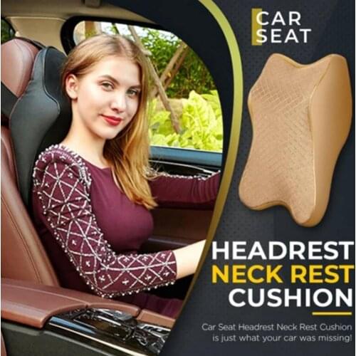 3D Auto Headrest and Neck Pillow Memory Foam Neck Pillow Pu Leather Car Pillow Waist Rest Pillow Seat Back Rest Lumbar Cushion